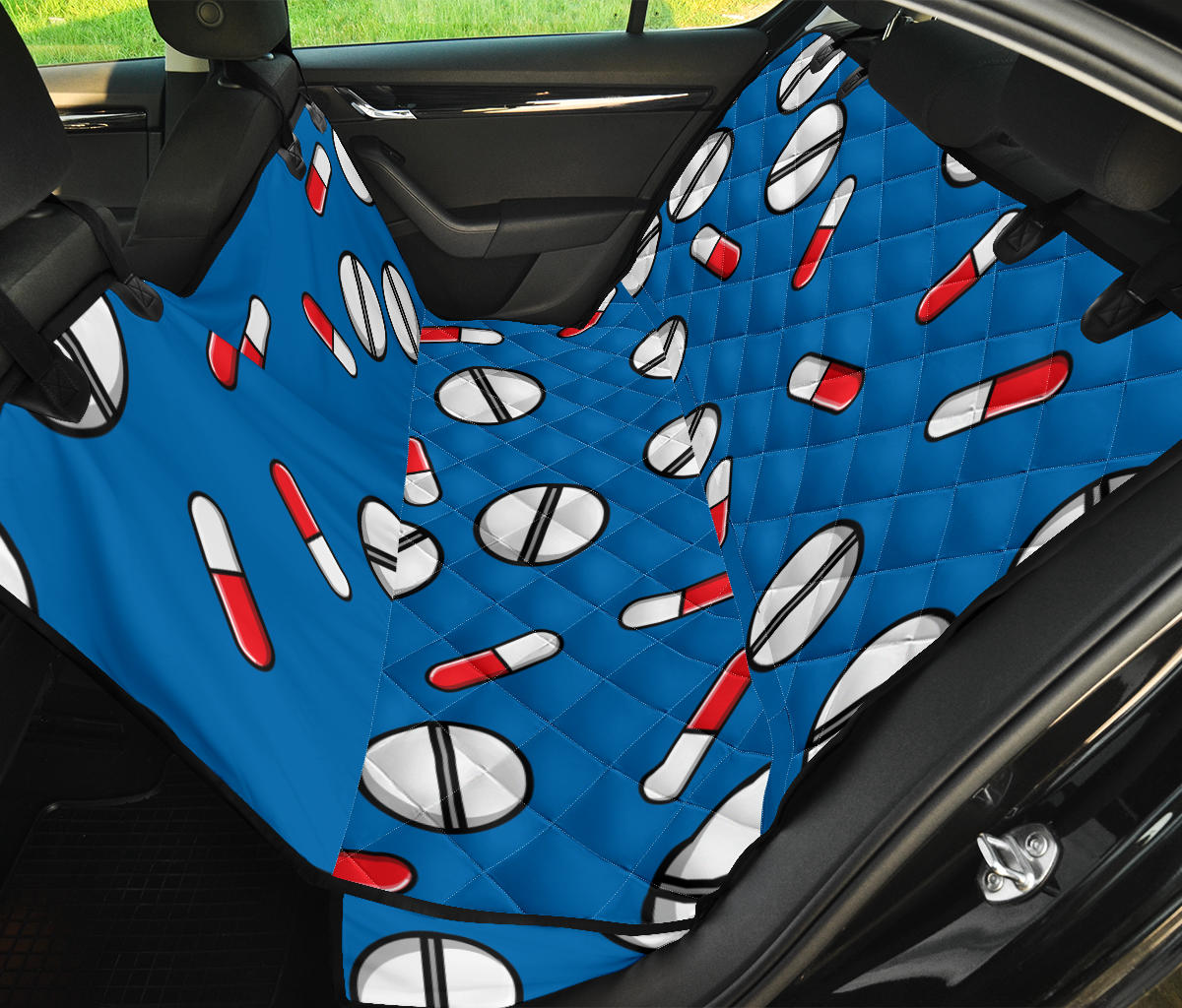 Pill Pattern Print Design A05 Rear Dog Car Seat Cover Hammock