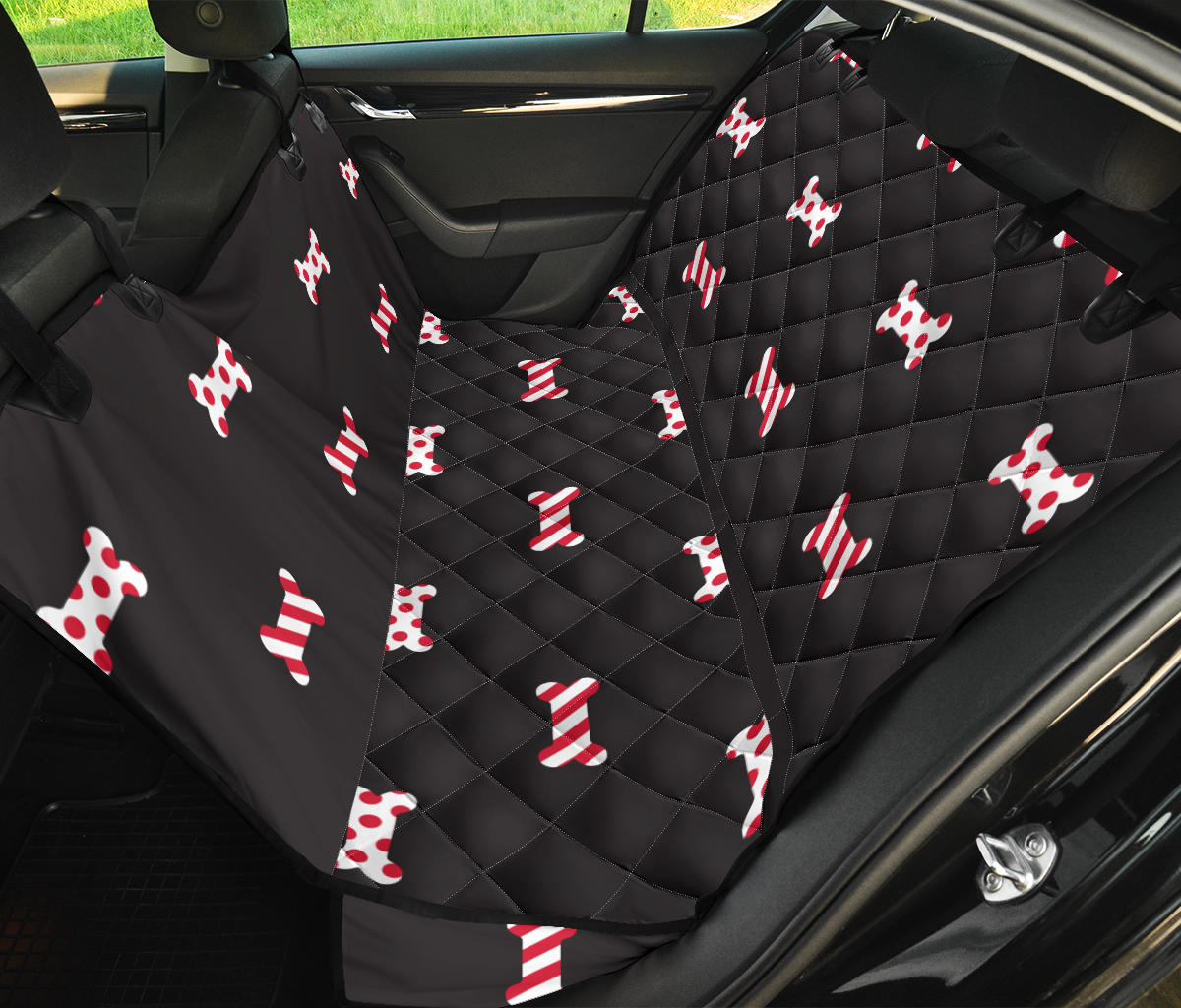 Dog Bone Pattern Print Design 04 Rear Dog Car Seat Cover Hammock
