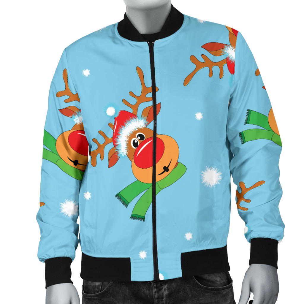 Reindeer cute Pattern Print Design 02 Men Bomber Jacket