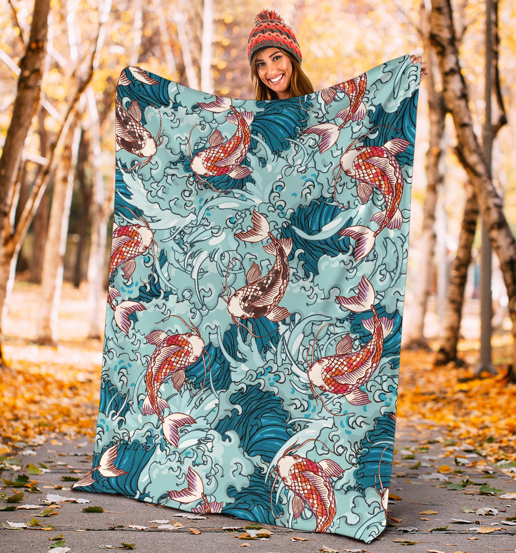 KOI Fish Pattern Print Design 05 Premium Blanket
