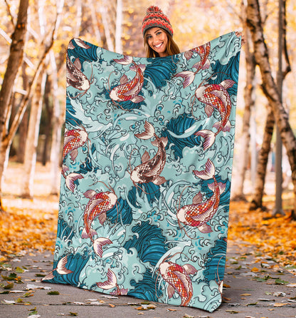 KOI Fish Pattern Print Design 05 Premium Blanket
