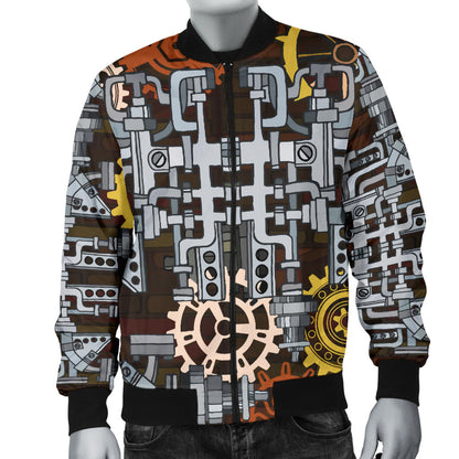 Mechanic Pattern Print Design 04 Men Bomber Jacket
