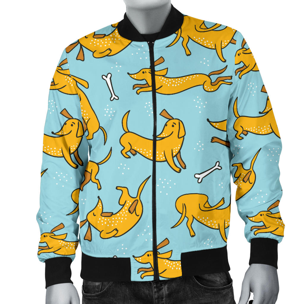 Dachshund Pattern Print Design 08 Men Bomber Jacket