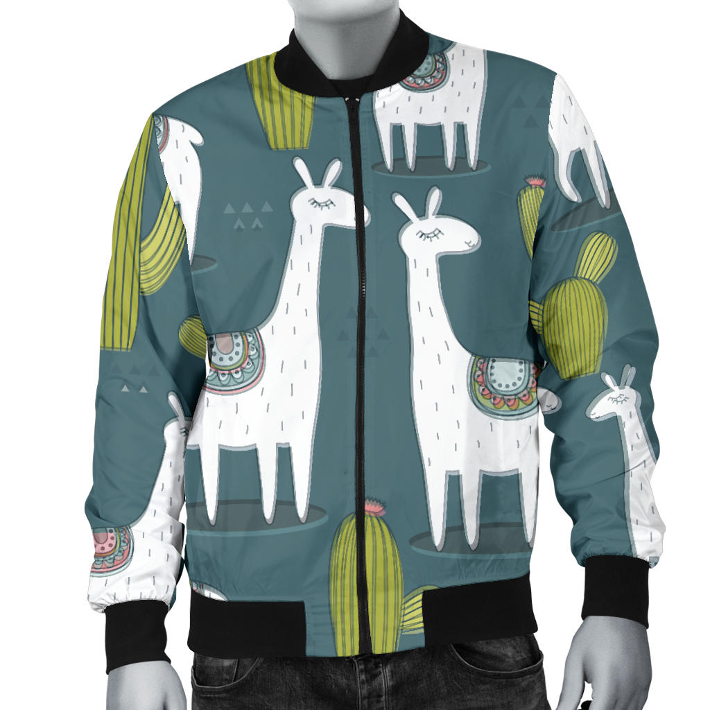 Llama Cactus Pattern Print Design 03 Men Bomber Jacket