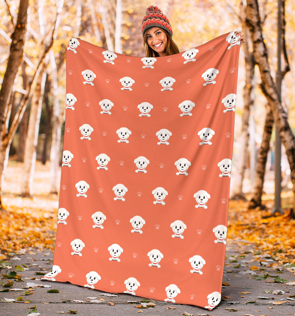 Bichons Frise Pattern Print Design 02 Premium Blanket