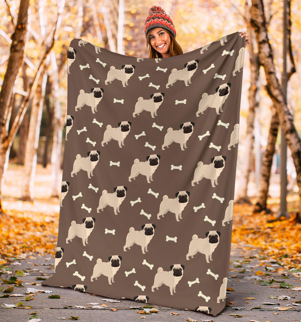 Pug Pattern Print Design A02 Premium Blanket