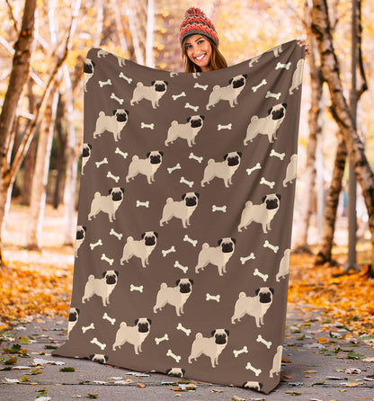 Pug Pattern Print Design A02 Premium Blanket