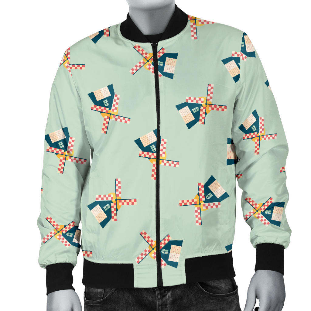 Windmill Pattern Print Design 02 Men Bomber Jacket