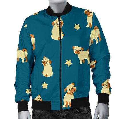 Pug Pattern Print Design A06 Men Bomber Jacket