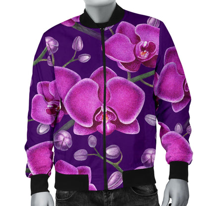 Orchid Pattern Print Design A03 Men Bomber Jacket