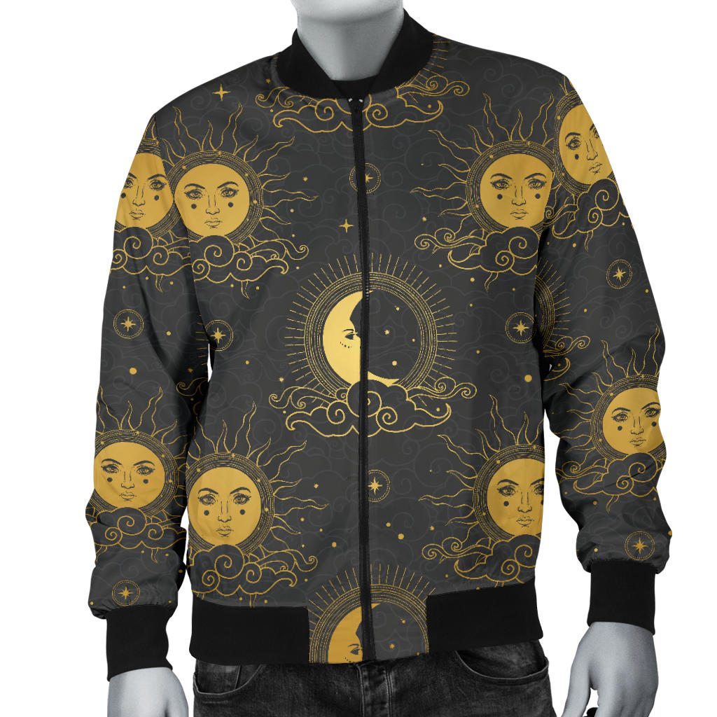Celestial Moon Sun Pattern Print Design 05 Men Bomber Jacket
