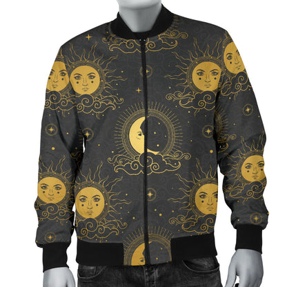 Celestial Moon Sun Pattern Print Design 05 Men Bomber Jacket