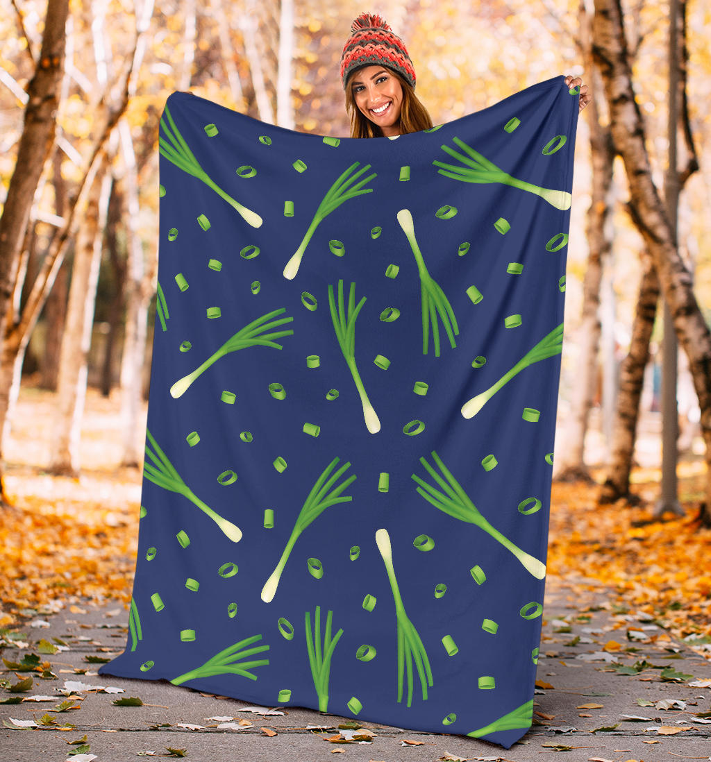 Leek Pattern Print Design 02 Premium Blanket