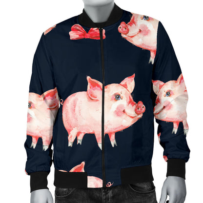 Pig Cute Pattern Print Design 02 Men Bomber Jacket