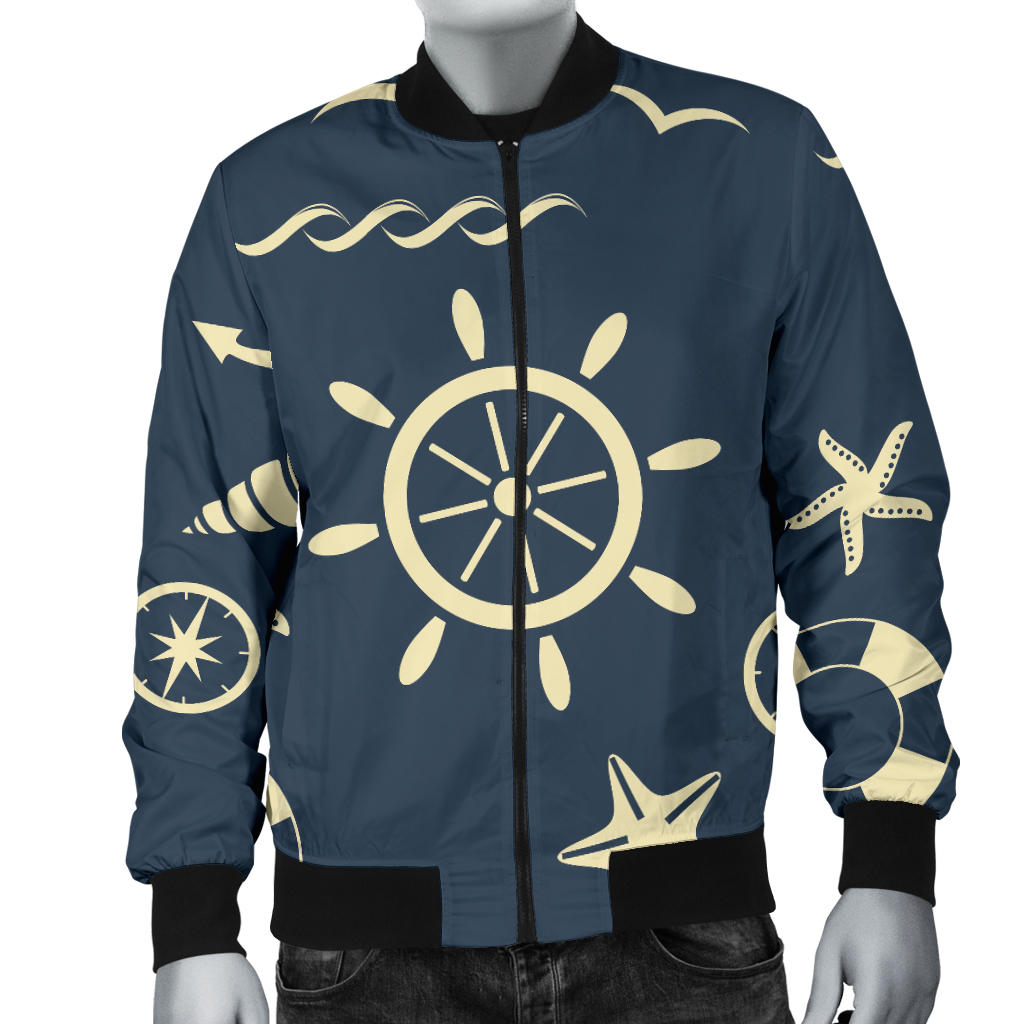 Nautical Pattern Print Design A01 Men Bomber Jacket