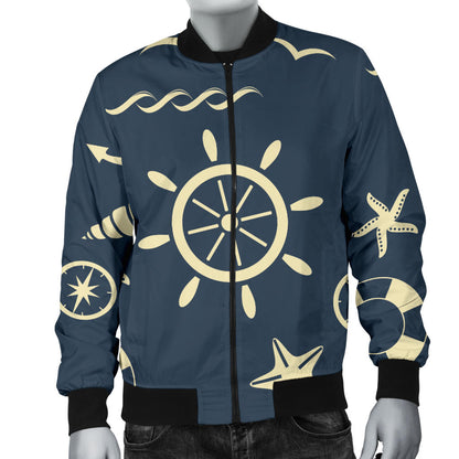 Nautical Pattern Print Design A01 Men Bomber Jacket