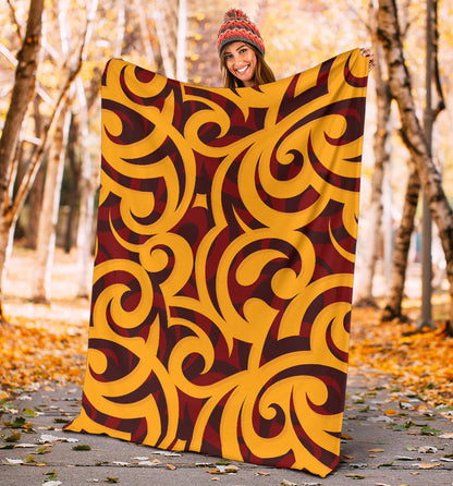 Maori Pattern Print Design 02 Premium Blanket