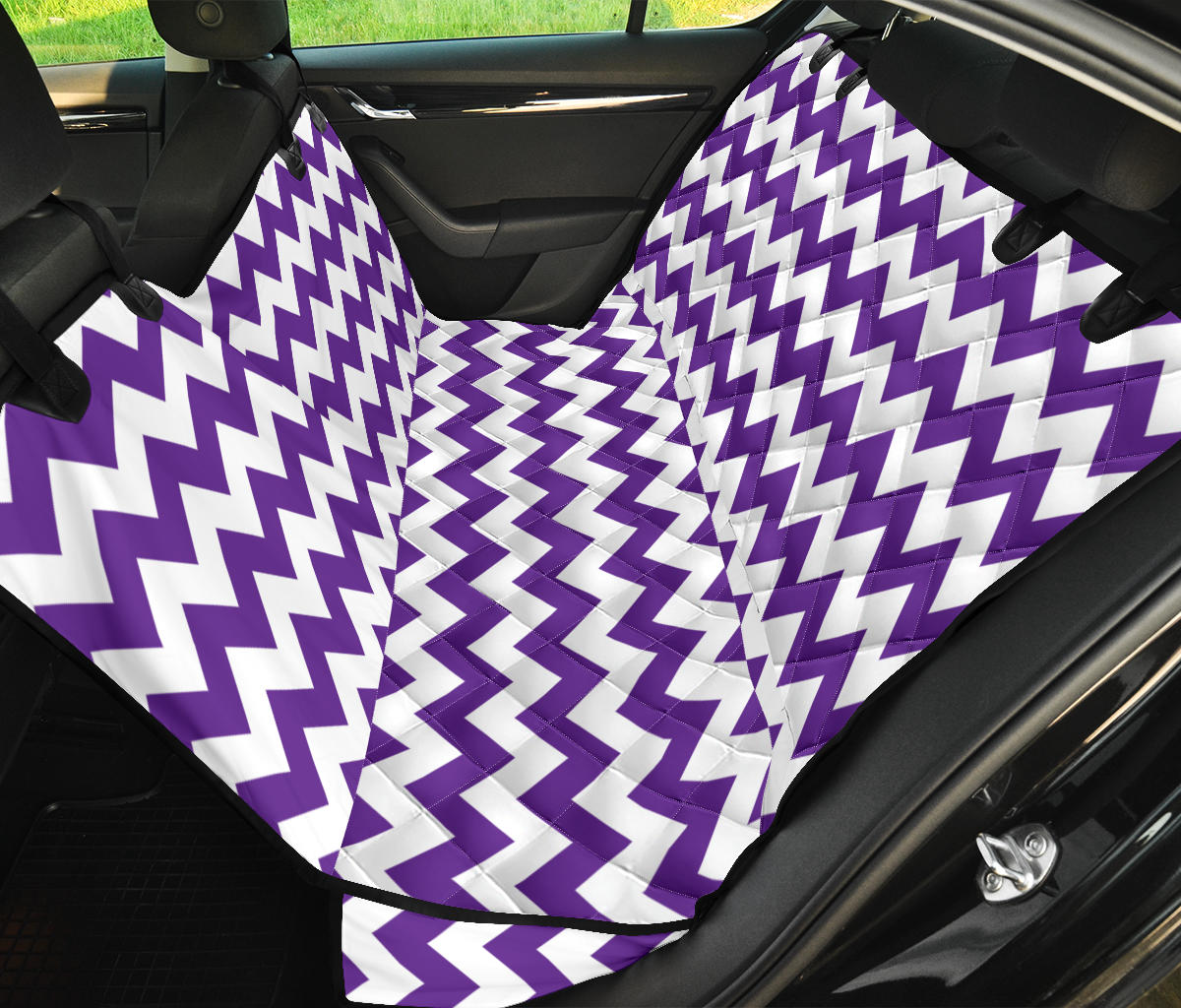 Chevron Purple Pattern Print Design 03 Rear Dog Car Seat Cover Hammock