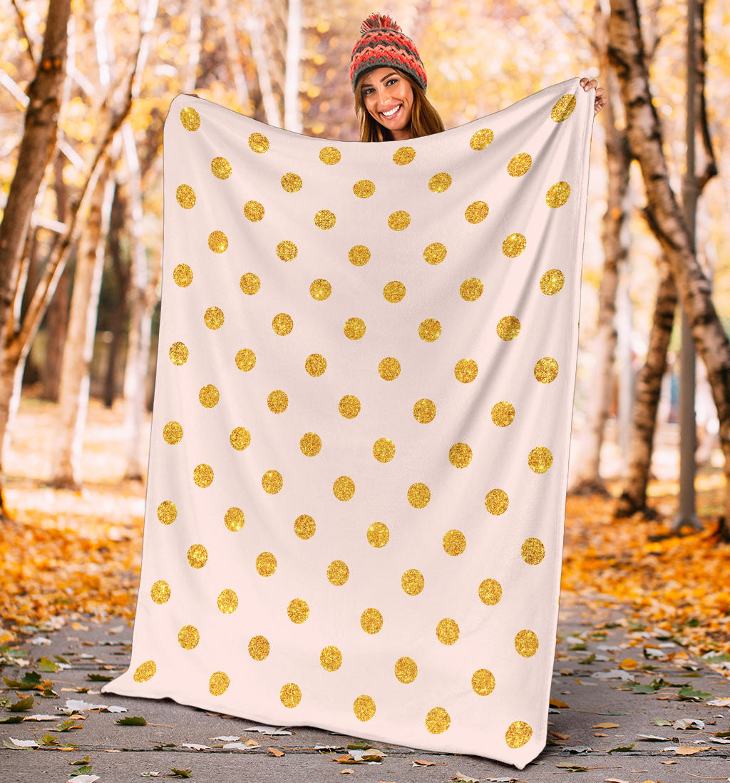 Polka Dot Gold Pink Pattern Print Design 01 Premium Blanket