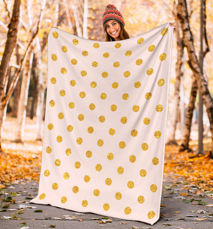 Polka Dot Gold Pink Pattern Print Design 01 Premium Blanket