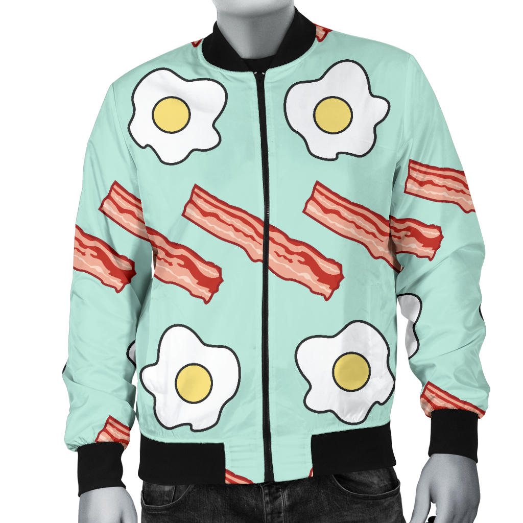 Bacon Sausage Pattern Print Design 01 Men Bomber Jacket