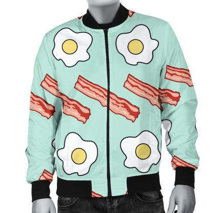 Bacon Sausage Pattern Print Design 01 Men Bomber Jacket