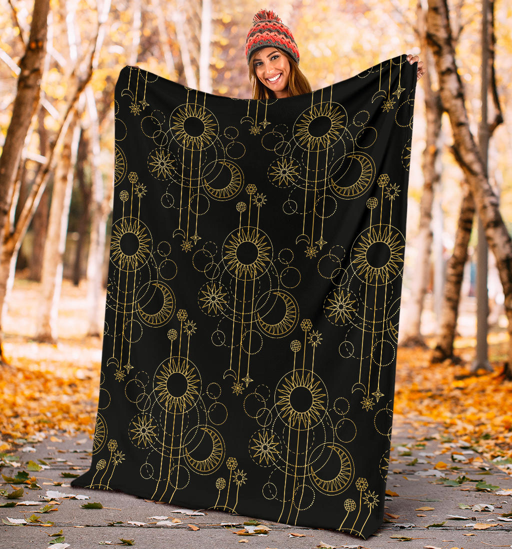 Moon Boho Style Pattern Print Design 01 Premium Blanket