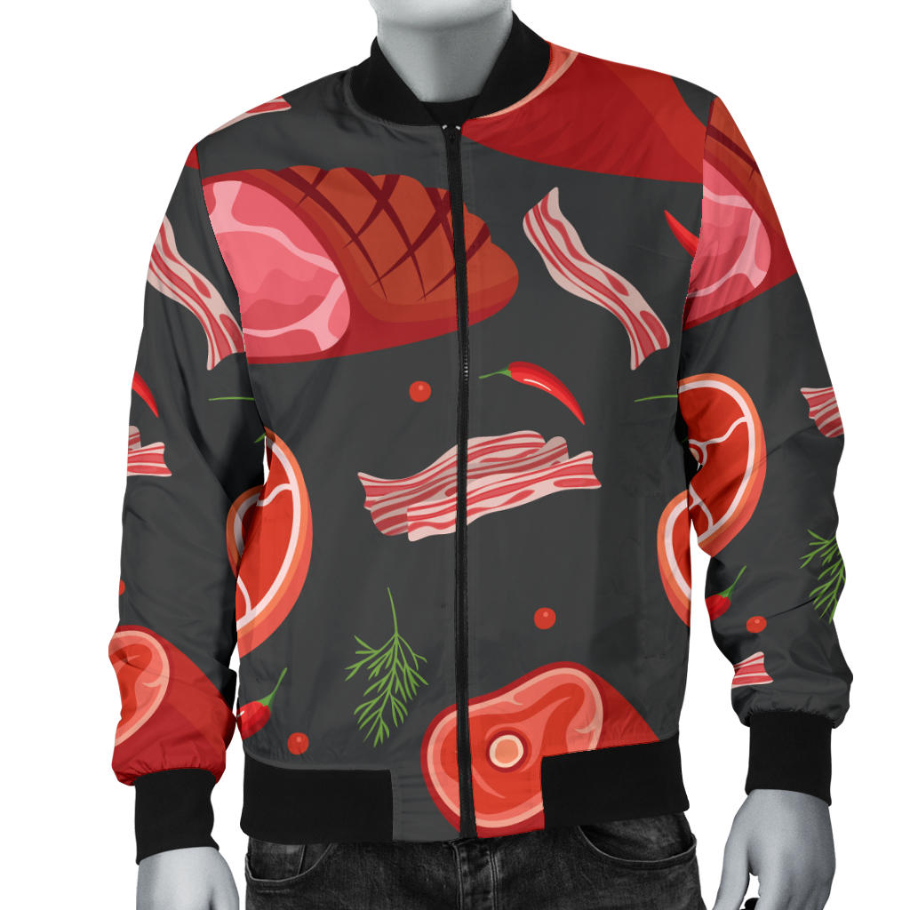 Meat Pattern Print Design 03 Men Bomber Jacket