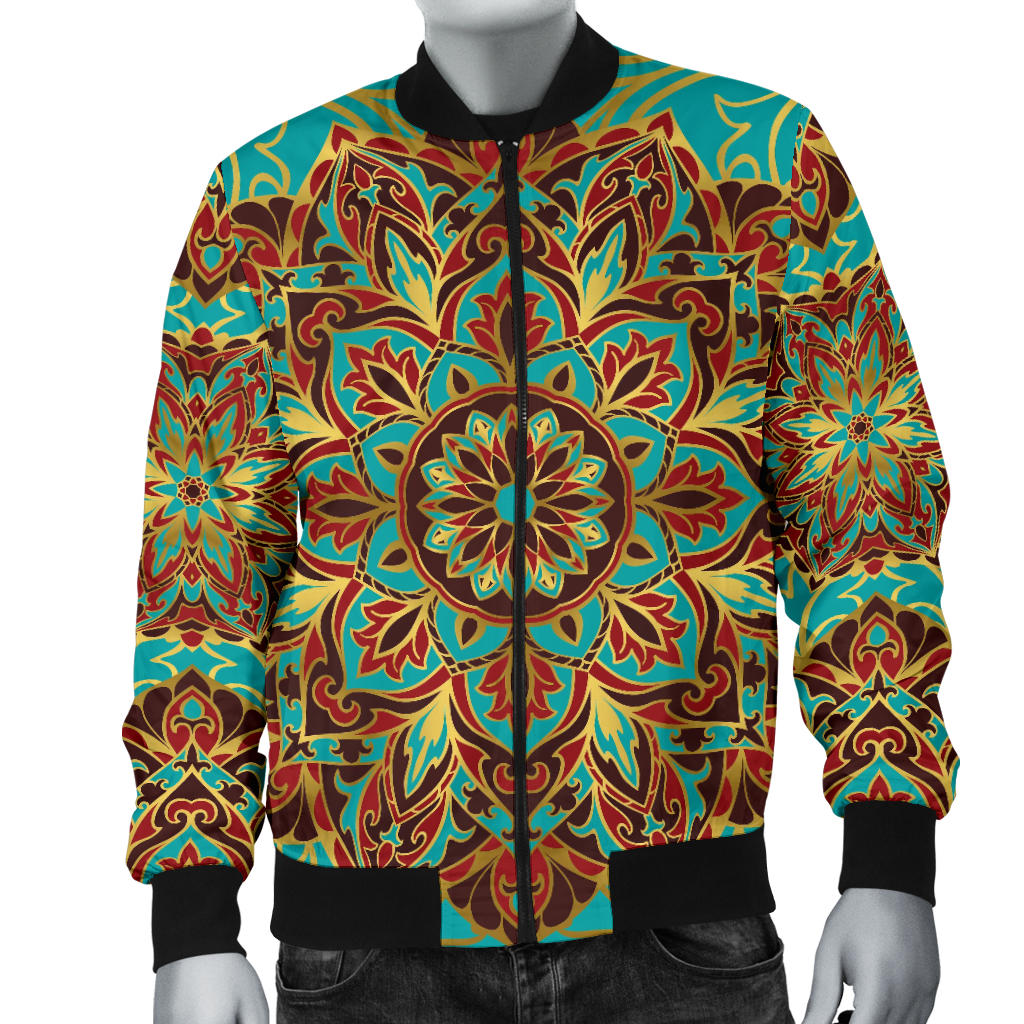 Medallion Pattern Print Design 02 Men Bomber Jacket