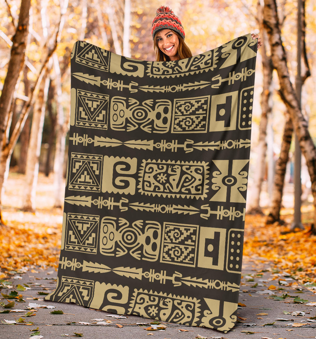 Mayan Pattern Print Design 03 Premium Blanket