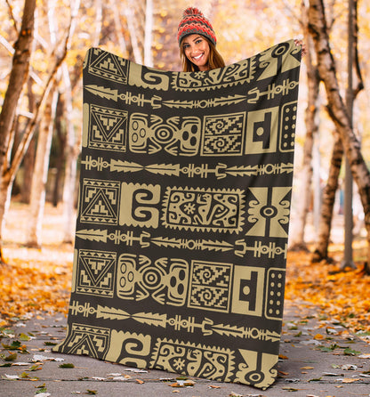 Mayan Pattern Print Design 03 Premium Blanket