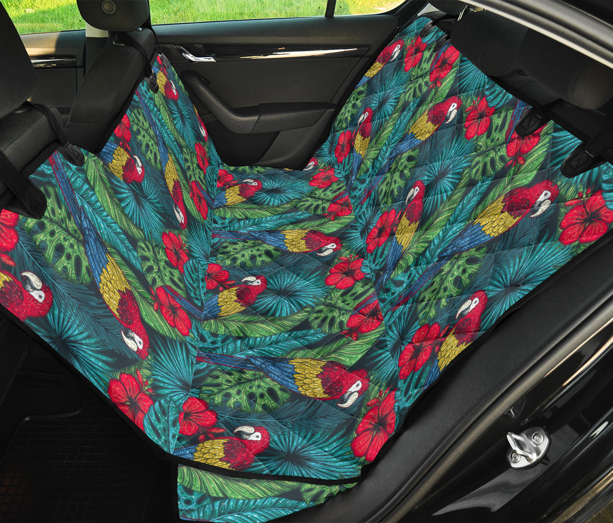 Parrot Pattern Print Design A05 Rear Dog Car Seat Cover Hammock