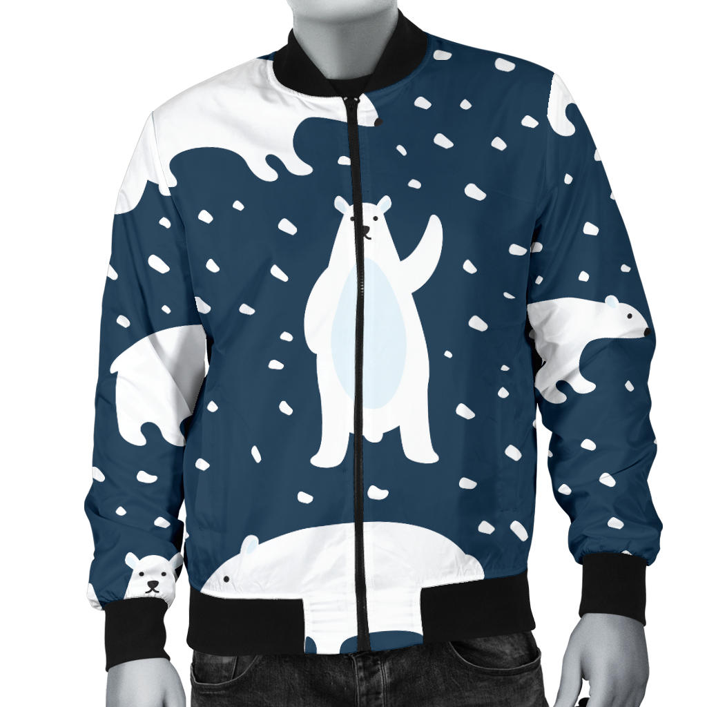Polar Bear Pattern Print Design A02 Men Bomber Jacket