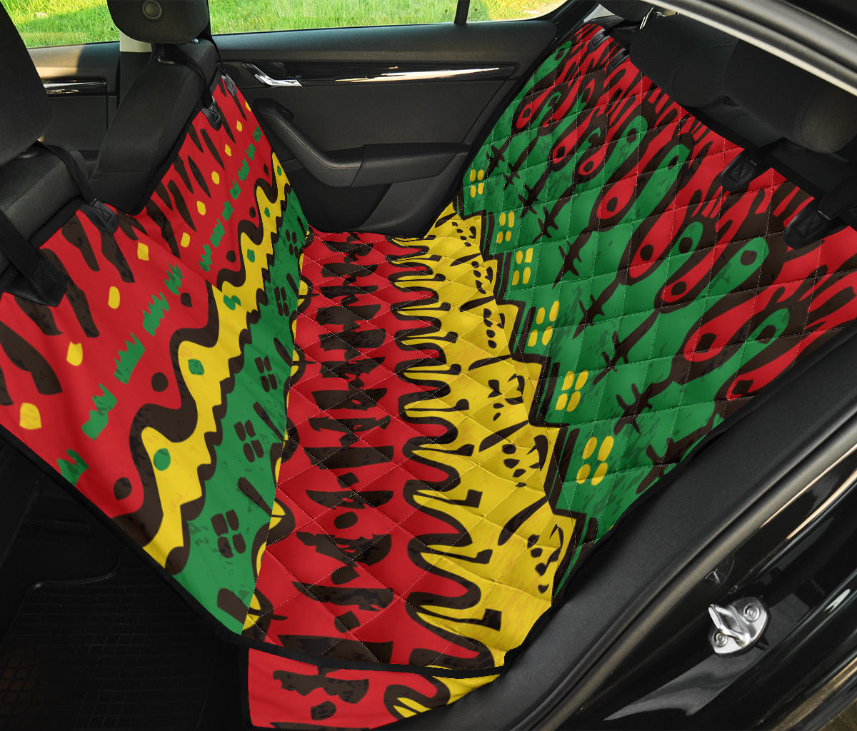 Rasta Pattern Print Design A01 Rear Dog Car Seat Cover Hammock