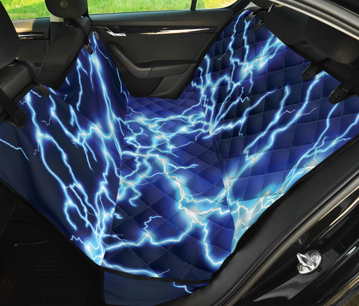 Lightning Thunder Pattern Print Design 04 Rear Dog Car Seat Cover Hammock