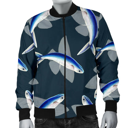 Flying Fish Pattern Print Design 04 Men Bomber Jacket