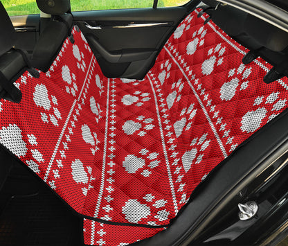 Knit Paw Pattern Print Design 03 Rear Dog Car Seat Cover Hammock