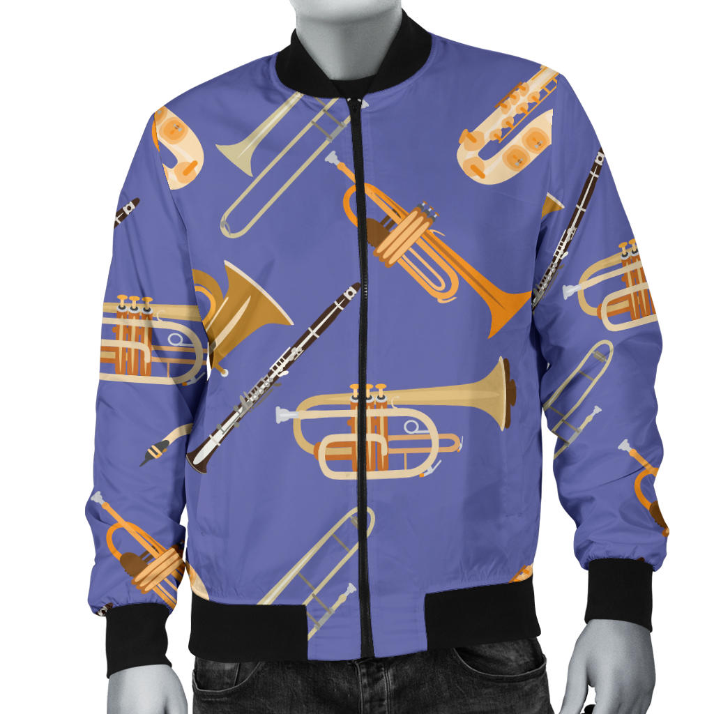 Trombone Pattern Print Design 02 Men Bomber Jacket