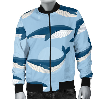Blue Whale Pattern Print Design 02 Men Bomber Jacket