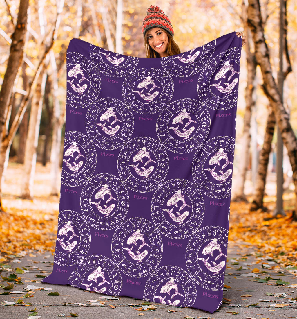 Pisces Pattern Print Design A02 Premium Blanket