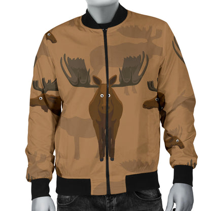 Moose Pattern Print Design 03 Men Bomber Jacket