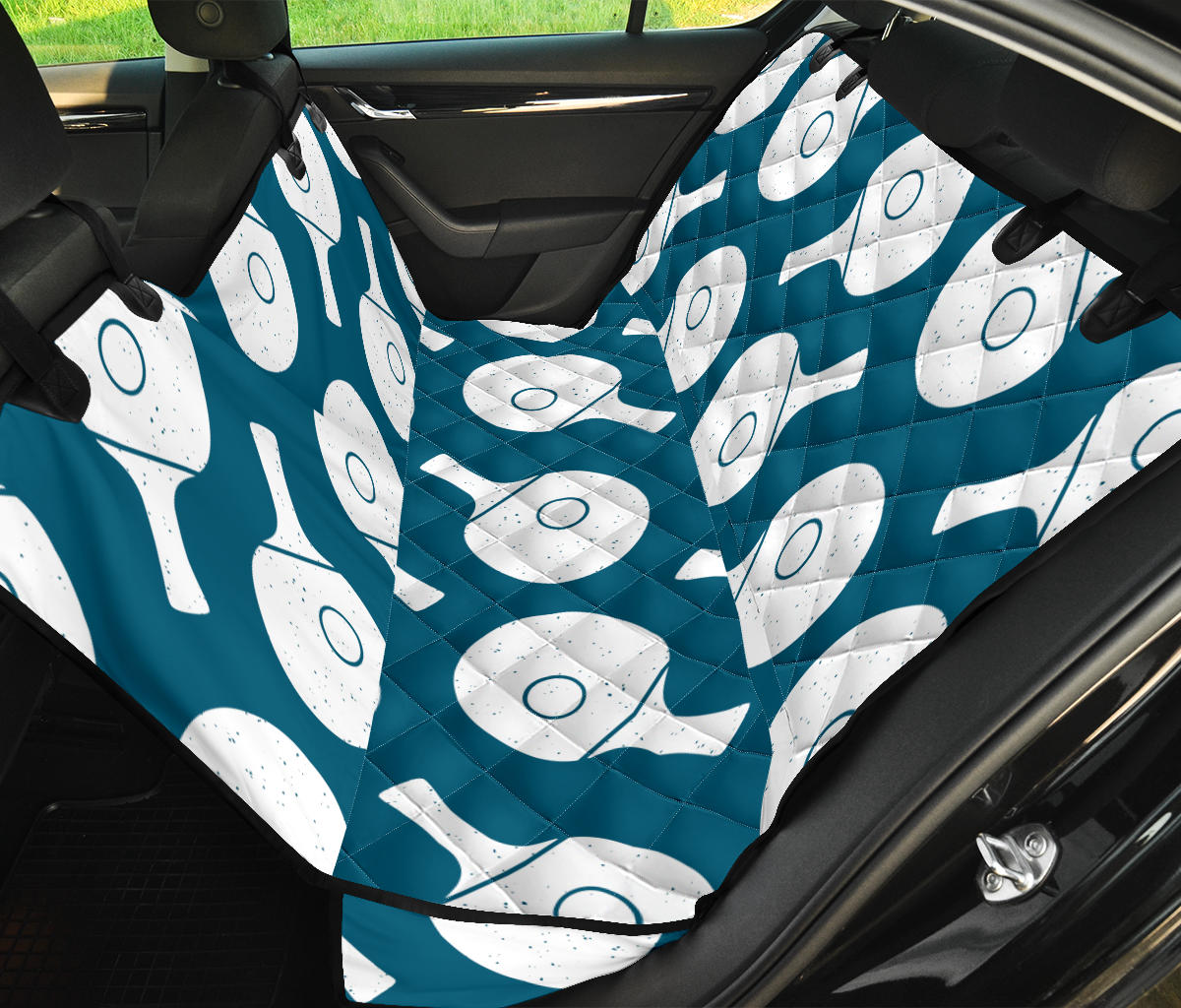 Ping Pong Pattern Print Design A02 Rear Dog Car Seat Cover Hammock