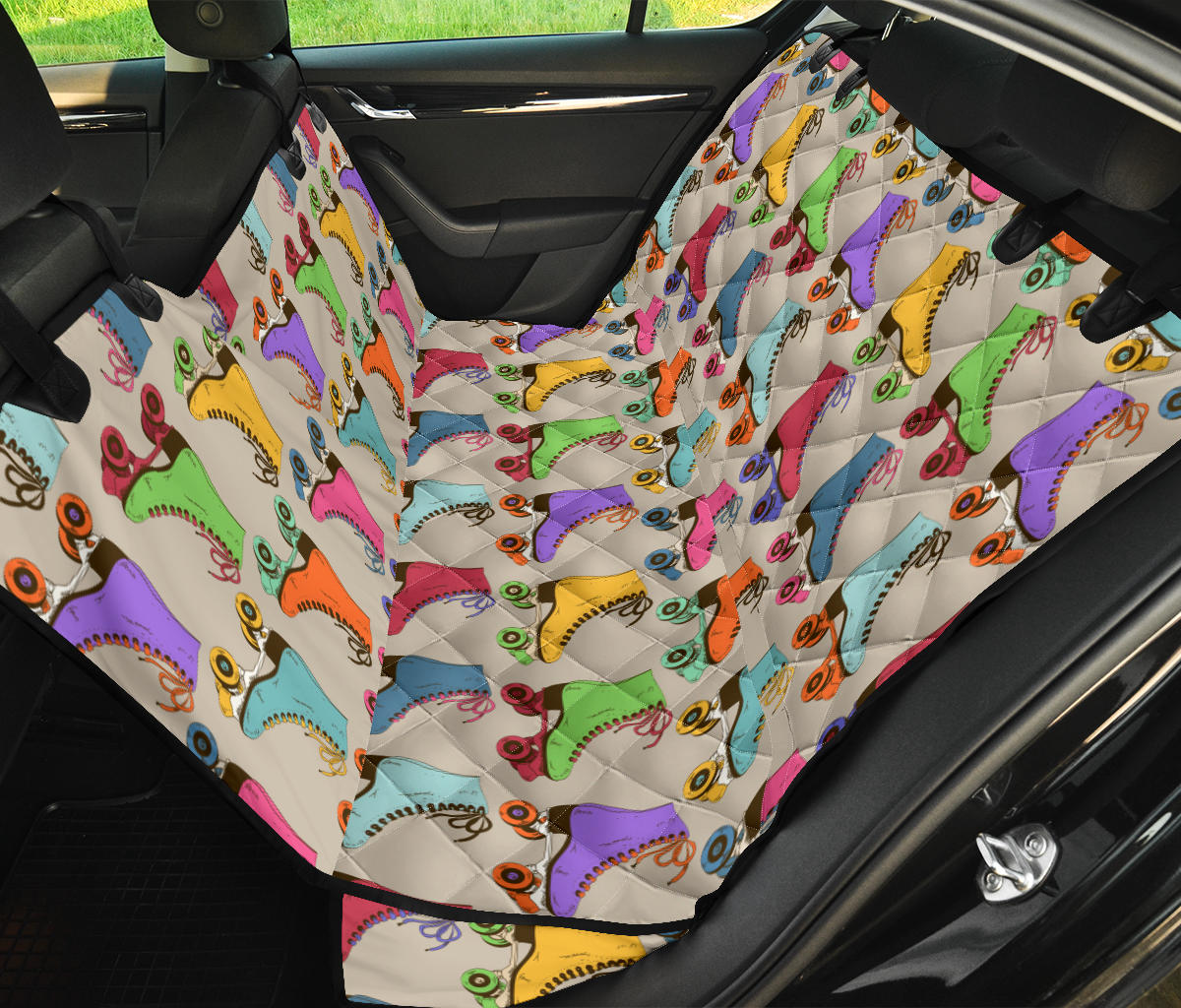 Roller skate Pattern Print Design A01 Rear Dog Car Seat Cover Hammock