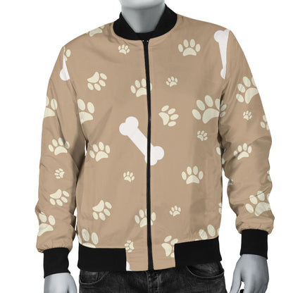 Dog Bone Paw Pattern Print Design 01 Men Bomber Jacket