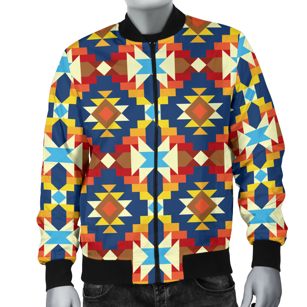Aztec Pattern Print Design 01 Men Bomber Jacket