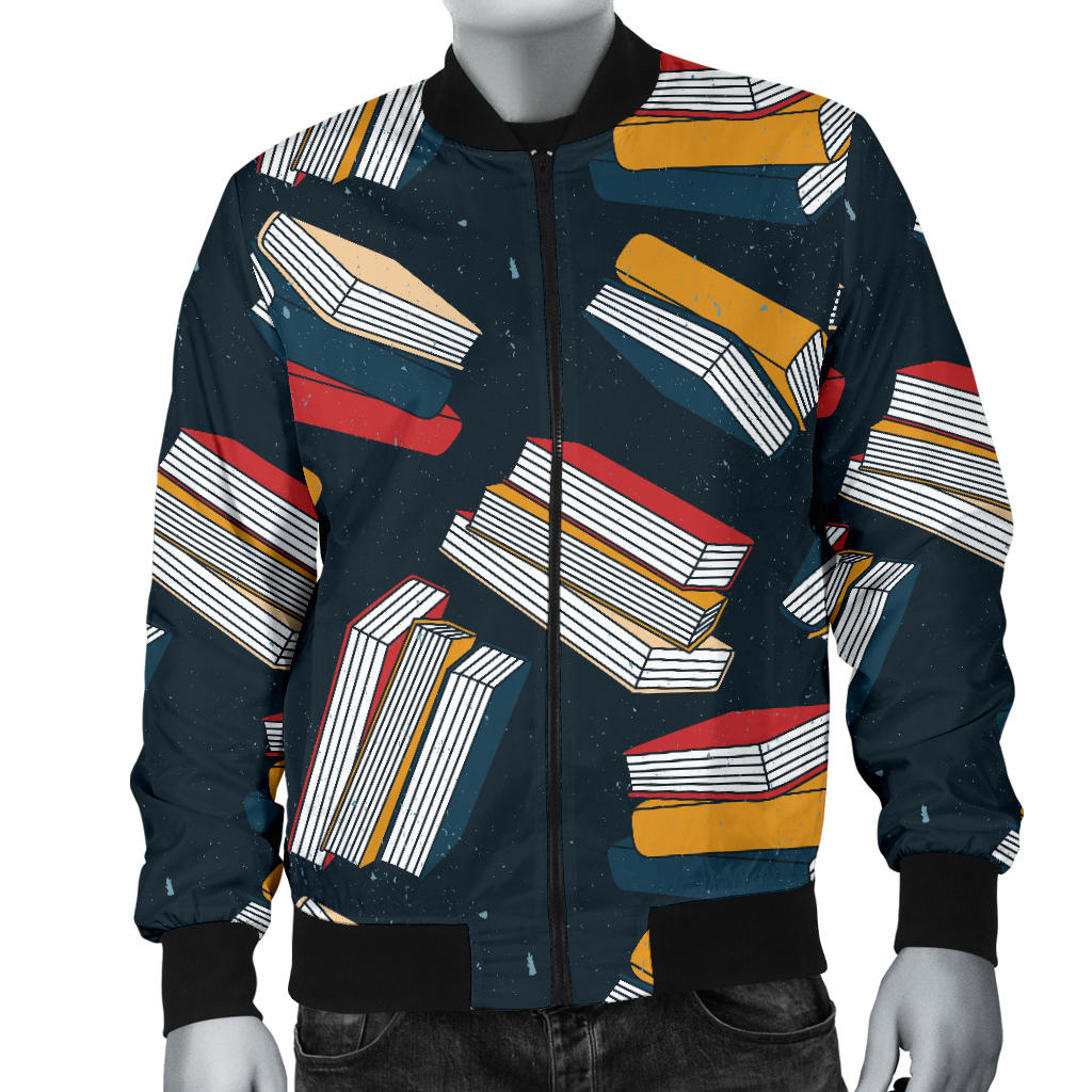 Book Pattern Print Design 07 Men Bomber Jacket