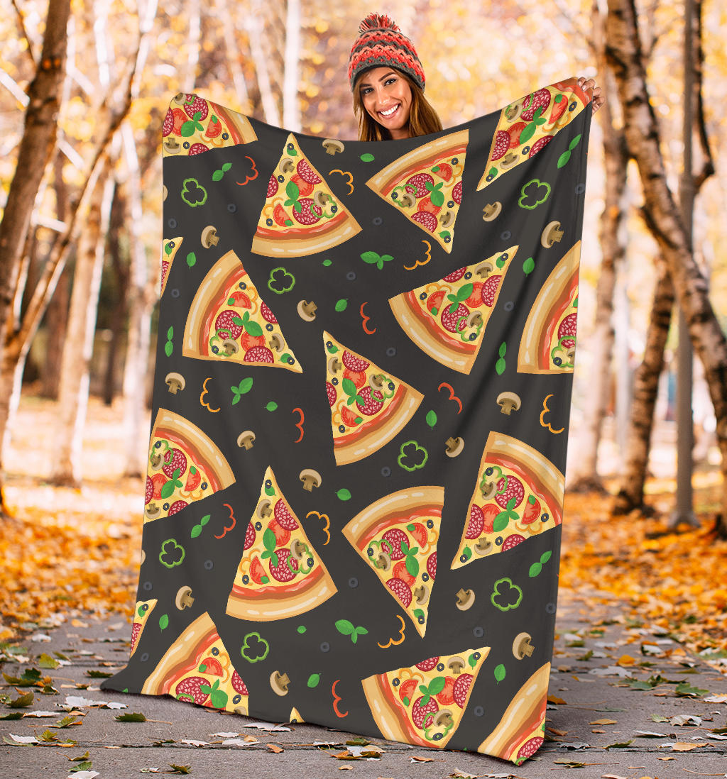 Pizza Pattern Print Design A02 Premium Blanket