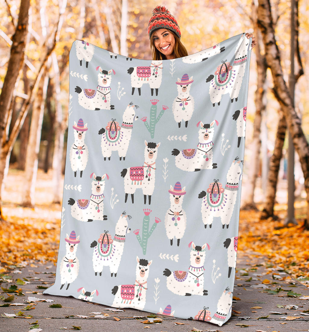 Llama Pattern Print Design 04 Premium Blanket