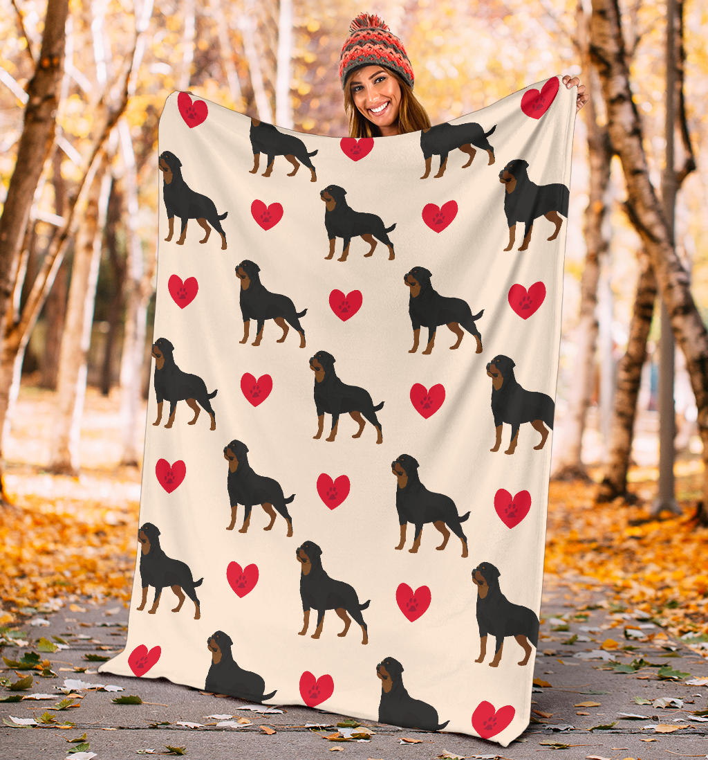 Rottweiler Pattern Print Design A02 Premium Blanket