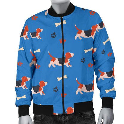 Basset Hound Pattern Print Design 02 Men Bomber Jacket